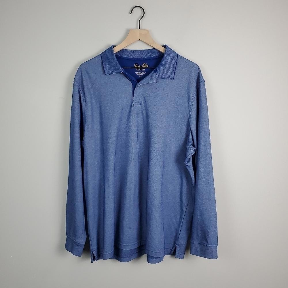 Tasso Elba Blue Polo Long Sleeve XL